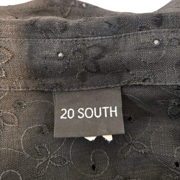 Vintage 20 SOUTH Old Money Boho BLACK Linen Eyelet Tunic Mini Dress Size 1X. - Picture 11 of 16